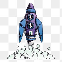 Retro comic rocket png sticker, transparent background