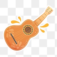 Png wooden Hawaiian guitar sticker, transparent background