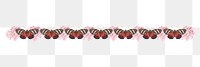 Vintage butterfly pattern png border sticker, transparent background