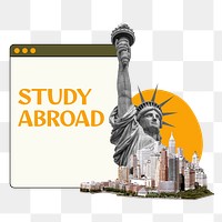 Study abroad png word sticker typography, transparent background