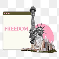 Freedom png word sticker typography, transparent background