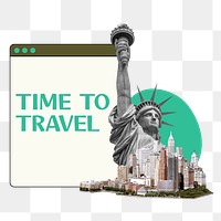 Time to travel png word sticker typography, transparent background