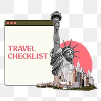 Travel checklist png word sticker typography, transparent background