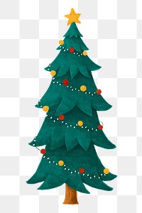 Christmas tree png sticker, festive decoration illustration, transparent background