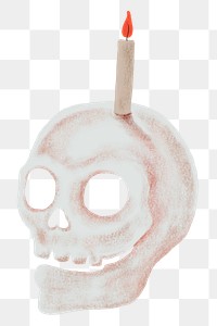 Candle skull png sticker, Halloween decoration illustration, transparent background