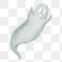 Spooky white ghost png sticker, cute Halloween illustration, transparent background