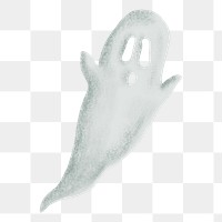 Spooky white ghost png sticker, cute Halloween illustration, transparent background