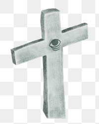 Cross monument png sticker, tombstone, Halloween decoration, transparent background