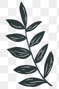 Black leaf png illustration sticker, transparent background