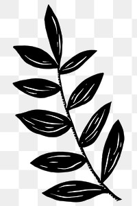 Black leaf png illustration sticker, transparent background