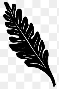 Black long leaf png illustration sticker, transparent background