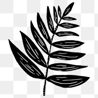 Black leaf png illustration sticker, transparent background