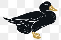 Black duck png illustration sticker, animal on transparent background