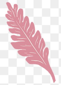 Pink long leaf png illustration sticker, transparent background