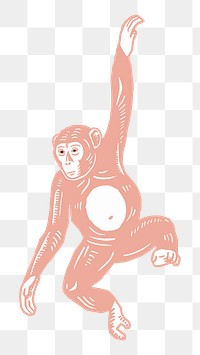 Peach monkey png illustration sticker, animal on transparent background