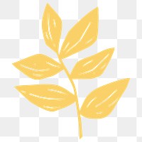 Yellow leaf png illustration sticker, transparent background