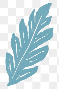 Blue leaf png illustration sticker, transparent background