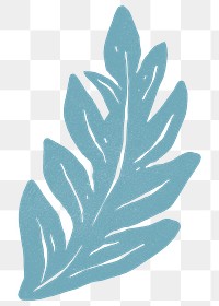 Blue leaf png illustration sticker, transparent background