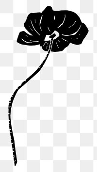 Black flower png sticker, transparent background