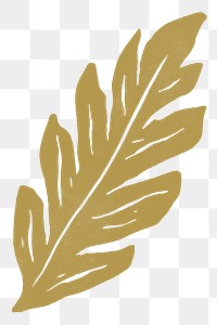 Gold leaf png illustration sticker, transparent background