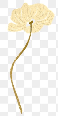 Png gold flower aesthetic sticker, transparent background