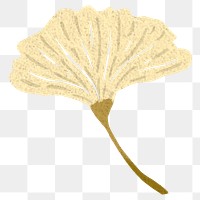 Gold ginkgo leaf png illustration sticker, transparent background