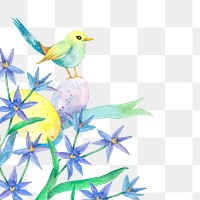 Easter & flower png watercolor border, transparent background