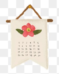 Hanging calendar poster png sticker, transparent background