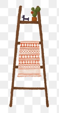 Towel png hanging on ladder sticker, transparent background