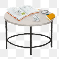 Cute coffee table png sticker, transparent background