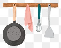 Kitchenware png hanging on wall sticker, transparent background