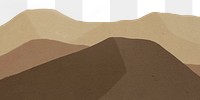 Brown mountain png border, transparent background