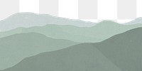 Green mountain png border, transparent background