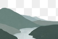 Mountain lake png border, transparent background