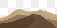 Brown mountain png border, transparent background