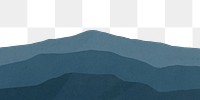 Blue mountain png border, transparent background