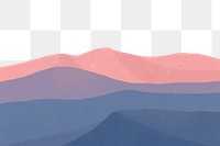 Pink landscape mountain png border, transparent background