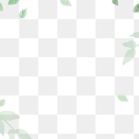 Green leaf png frame, environment sticker, transparent background