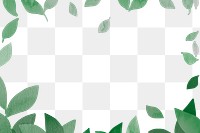 Green leaf png frame, nature sticker, transparent background