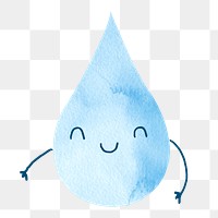 PNG happy water drop, watercolor sticker