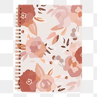 PNG pink floral notebook sticker, transparent background