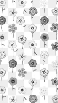 Flower pattern png monotone sticker, painting by Pierre Joseph Redouté on transparent background. Remixed by rawpixel.