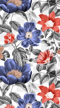 Flower pattern png vintage sticker, painting by Pierre Joseph Redouté on transparent background. Remixed by rawpixel.