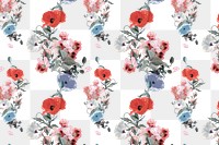 PNG vintage flower pattern sticker, painting by Pierre Joseph Redouté on transparent background. Remixed by rawpixel.