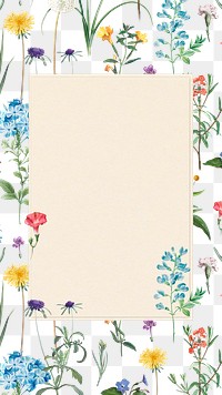 Floral frame png vintage sticker, painting by Pierre Joseph Redouté on transparent background. Remixed by rawpixel.