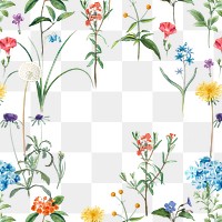 PNG Summer flower frame sticker, painting by Pierre Joseph Redouté on transparent background. Remixed by rawpixel.