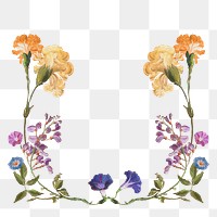 PNG vintage flower frame sticker, painting by Pierre Joseph Redouté on transparent background. Remixed by rawpixel.