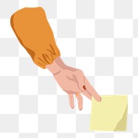 Png hand holding sticky note  sticker, vector illustration transparent background
