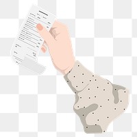 Hand holding bill png sticker, vector illustration transparent background