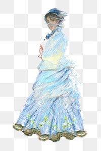 Png Claude Monet's woman sticker, transparent background, remixed by rawpixel